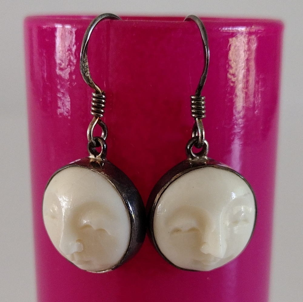 Sterling Silver Face Earrings